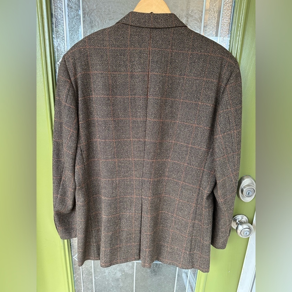 Vtg Union Made 44 Regular Wool Cashmere Men’s Tweed Pattern Blazer Business Work - Picture 4 of 6